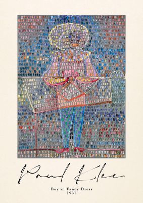 An unframed print of paul klee boy in fancy dress 1931 a famous paintings illustration in multicolour and beige accent colour