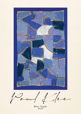 An unframed print of paul klee blue night 1937 a famous paintings illustration in blue and beige accent colour