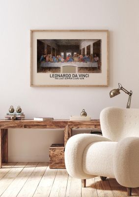 An unframed print of leonardo da vinci the last supper 1495 1498 famous paintings illustration in multicolour and beige accent colour