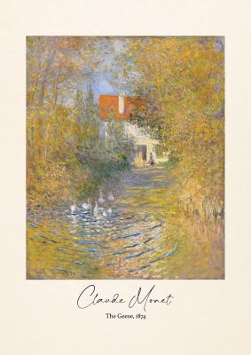 An unframed print of claude monet the geese 1874 a famous paintings illustration in multicolour and beige accent colour