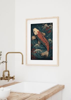 Koi Carp Swimming in Serene Waters Artwork