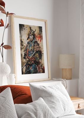 Dynamic Samurai Painting with Textured Background