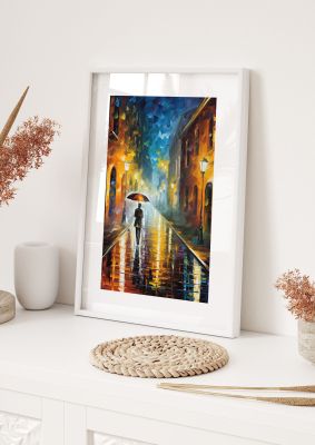 Romantic Rainy Evening Cityscape Art Print