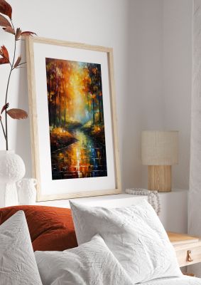Captivating Autumn Forest Reflection Art Print