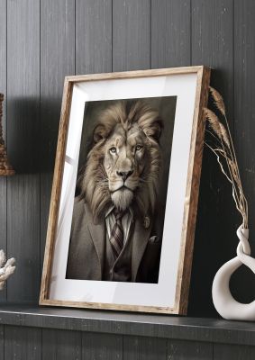 Regal Lion in a Suit Portrait Artwork