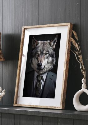 Suave Wolf in Business Attire Posing for Portrait