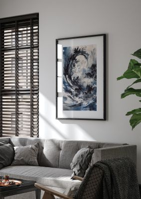 Abstract Sumi-e Black and Deep Navy Blend
