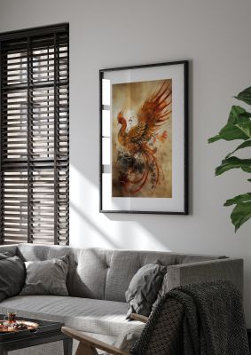 Mystical Phoenix in Sumi-e Ascension