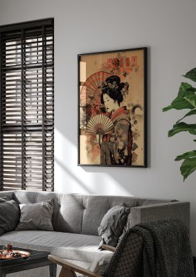 Japanese Geisha Fan 2D Portrayal