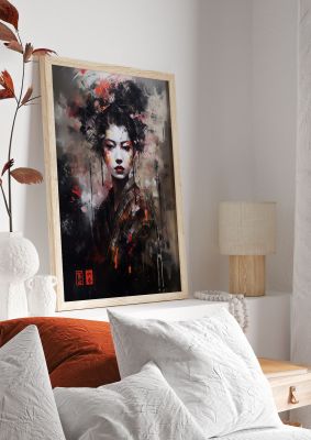 Alluring Geisha in Vivid Strokes