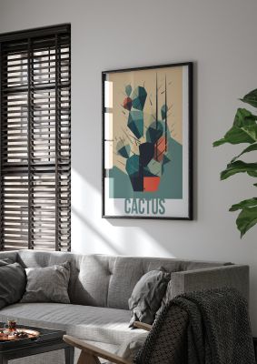 Suprematist Cactus Risograph Design