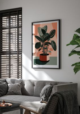Curvy House Plant in Risograph