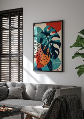 Monstera Deliciosa in Vibrant Risograph