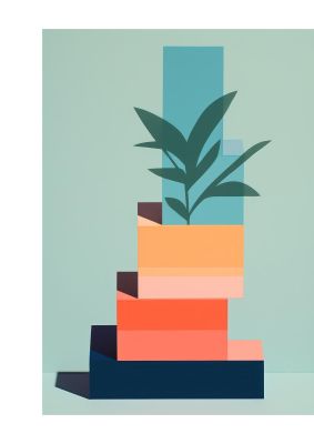 Stacked Geometric Shapes Risograph