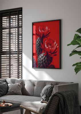 Minimalistic Cactus on Bold Red