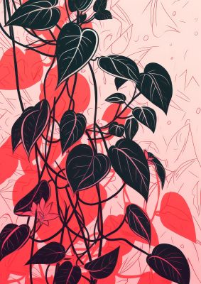 Pothos Vine in Pink Monochrome
