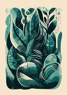 Abstract Snake Plant in Monochrome