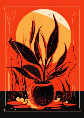 Snake Plant on Vibrant Orange