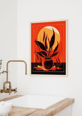 Snake Plant on Vibrant Orange
