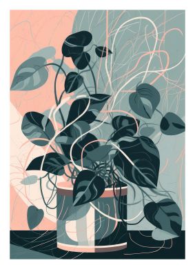 Interlocking Lines Monstera Art