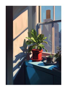 Plant Gazing at City with Bold Dark Shadows