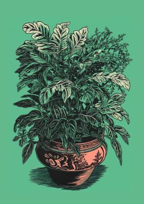Zebra Plant in Lush Green Risograph
