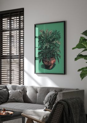 Zebra Plant in Lush Green Risograph