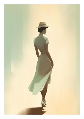 Vintage Woman in Pastel Minimalism