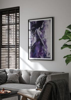 Womans Silhouette on Purple Backdrop