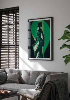 Emerald Backdrop with Womans Figure
