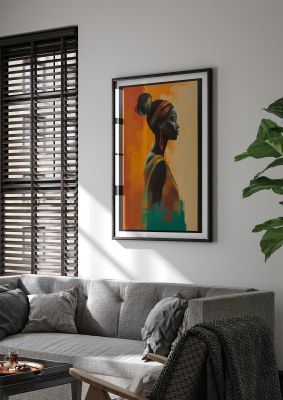 African Womans Graceful Lines on Canvas