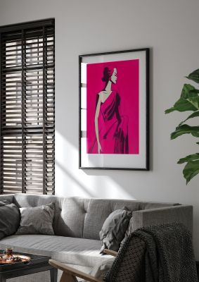 Stylized Female Figure in Hot Pink