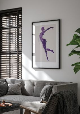 Dancing Woman in Black Lines and Violet