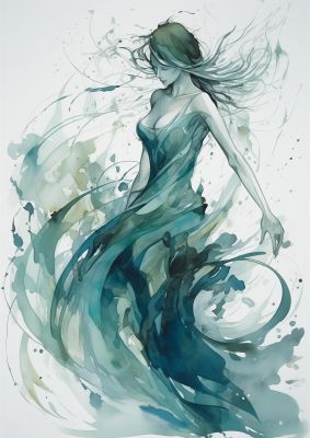 Cool Blues and Greens in Graceful Dance