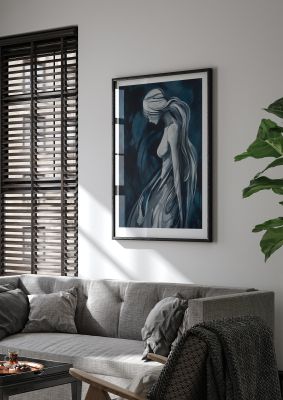 Womans Form in White and Dark Blue