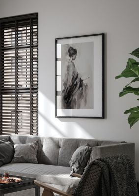 Womans Grace Evoked on Pearl Grey
