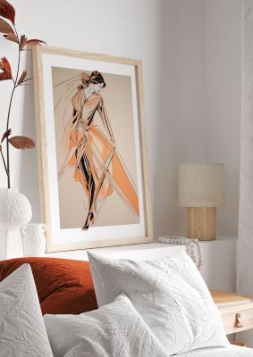 Peach Boldness with Angular Black Lines