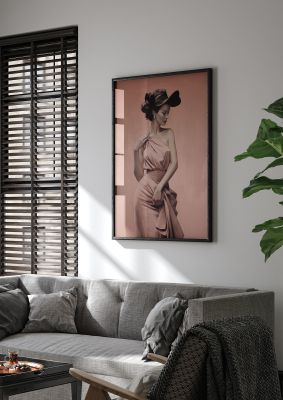 Womans Stance in Delicate Black on Dusty Pink