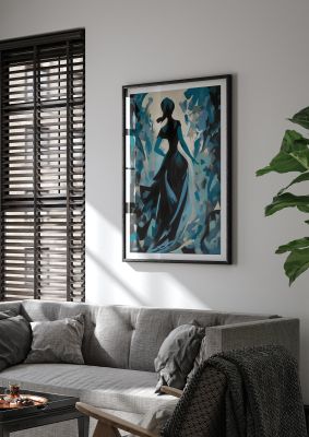 Harmonious Black Shapes on Cerulean