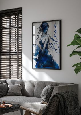 Black Lines on Sapphire Blue Canvas