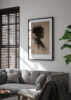Womans Silhouette in Charcoal on Ivory