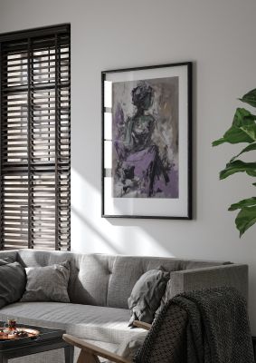Lavender Canvas with Black Strokes