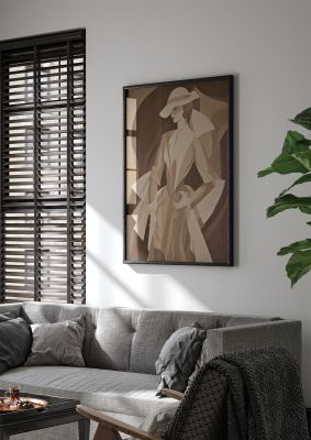 Subtle Graceful Woman on Taupe Canvas
