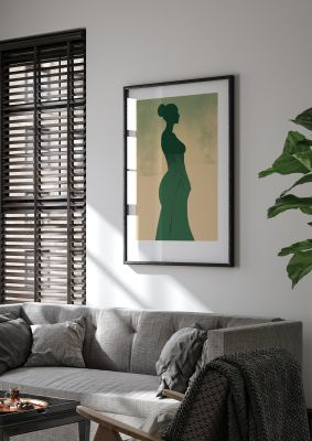 Elegant Womans Line Art on Lush Green