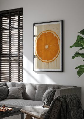Vibrant Orange Segment in Woodblock