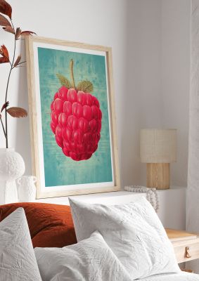 Rustic Raspberry Woodblock Print
