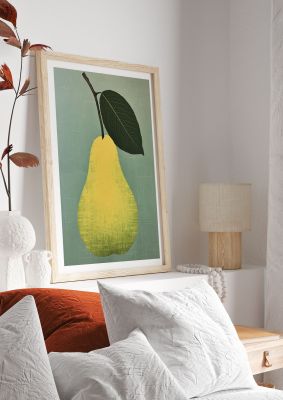 Pear Silhouette in Minimalist Woodblock