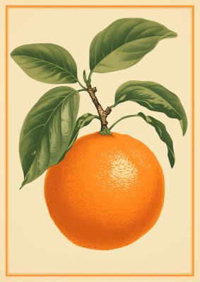 Artistic Orange in Minimalist Woodblock