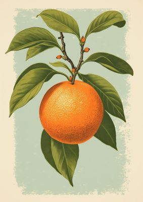Minimalistic Woodblock Style Orange
