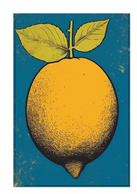Graphic Lemon Woodblock Artwork